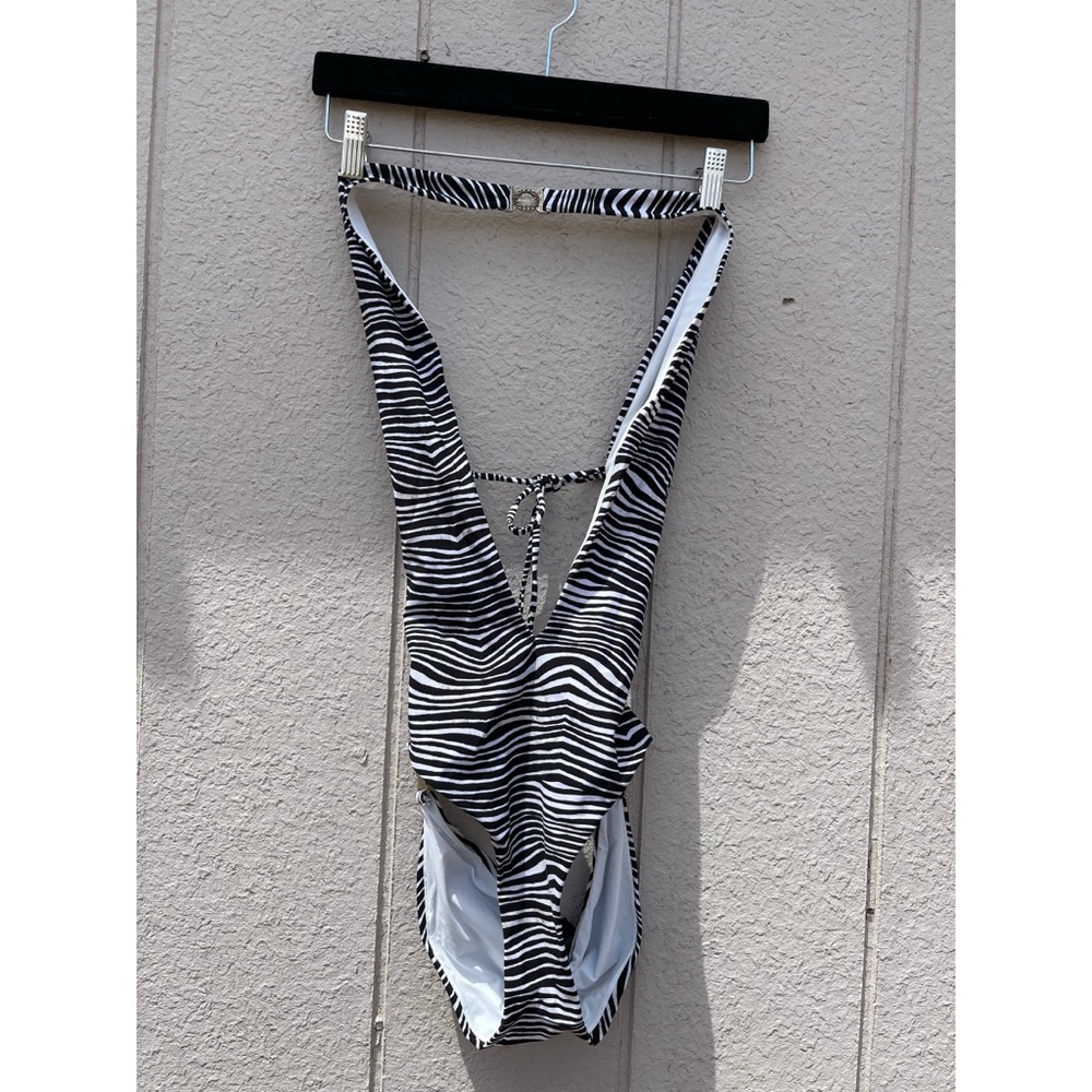 Balmain Run Way Zebra Print Monokini